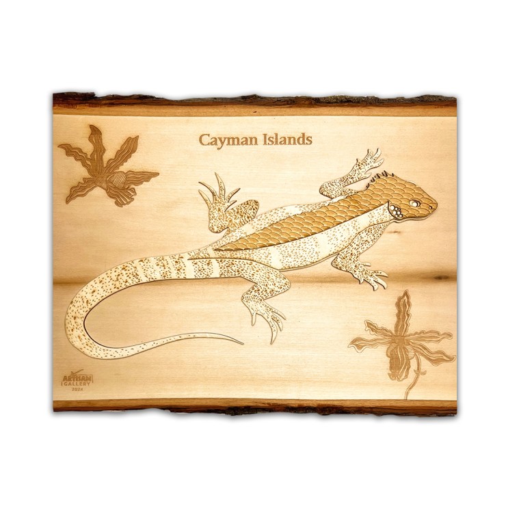 Iguana and Engraved Banana Orchid